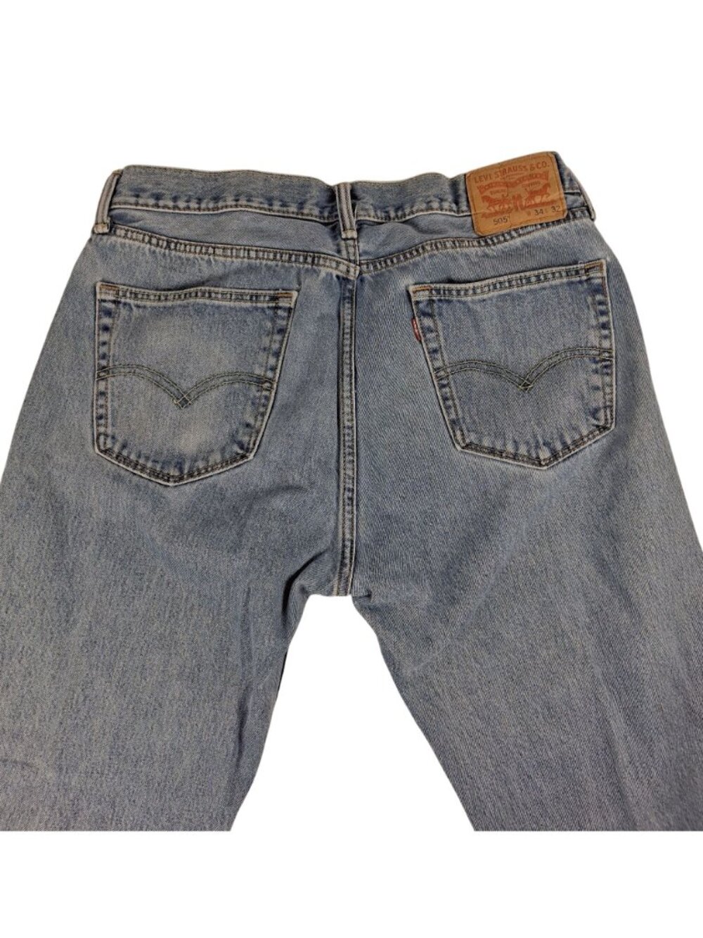 Levis 505 Regular Fit Light Wash Blue Denim Jeans Mens W34 L29* - Picture 4 of 12